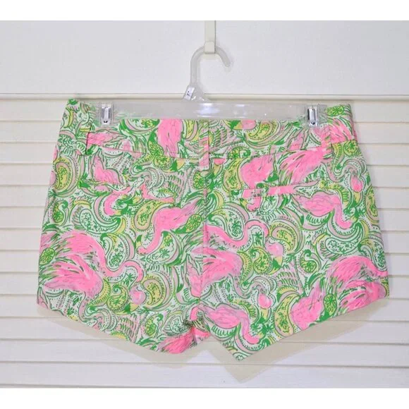 Lilly Pulitzer Women's Pink Flamingo Hot Wings The Walsh Short Size 0 2624 - Picture 1 of 12